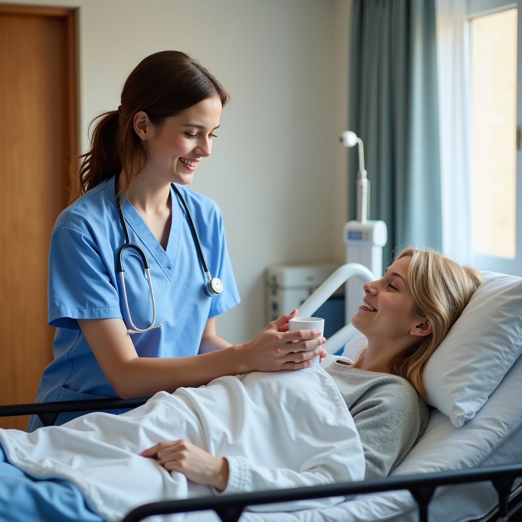 Patient receiving care in an Oakville hospital room 