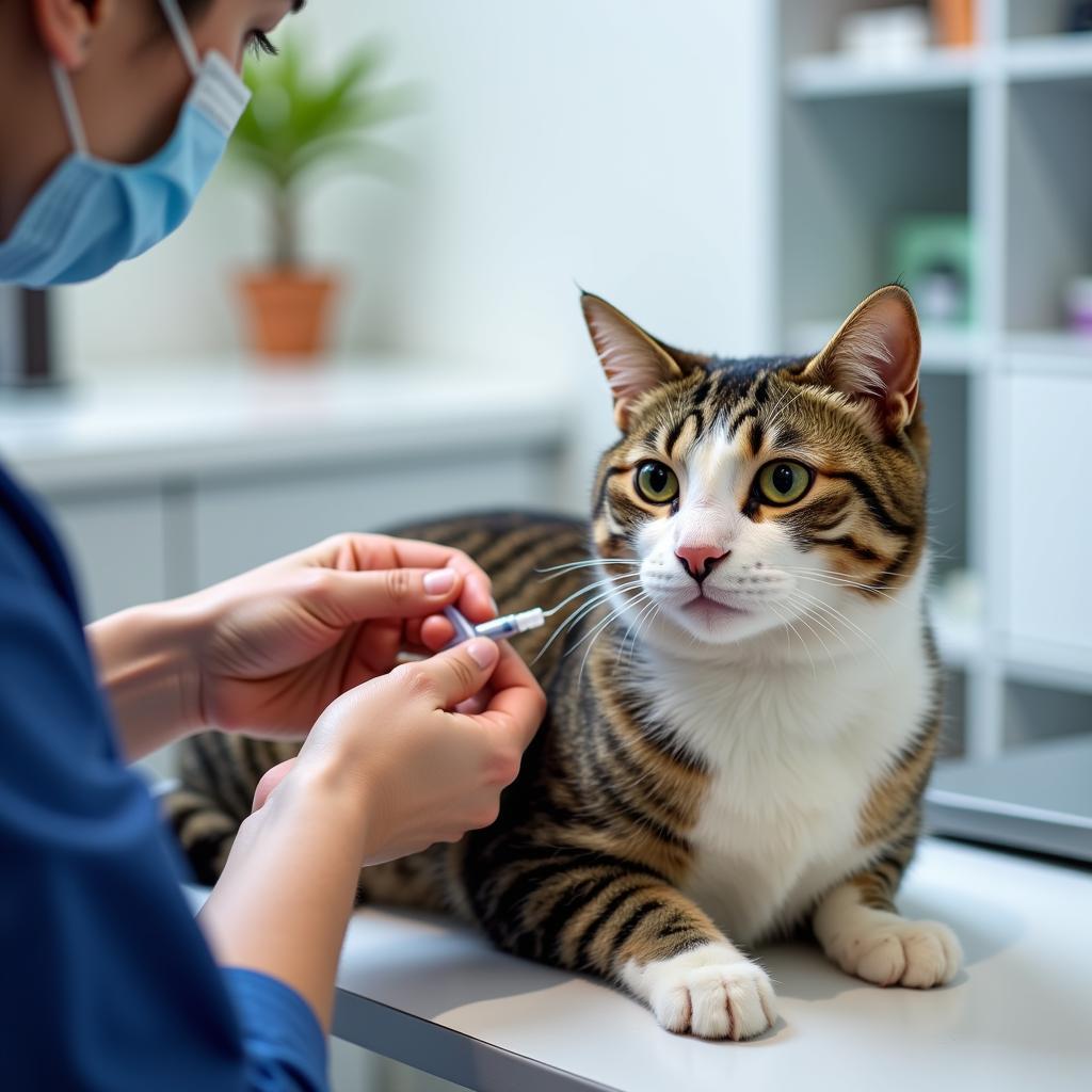 Cat Receiving Vaccination at Oberlin Pet Hospital