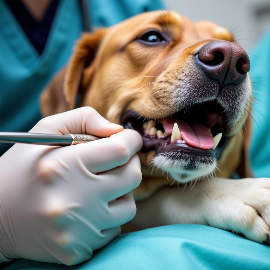 Dog Receiving Dental Care at Oberlin Pet Hospital