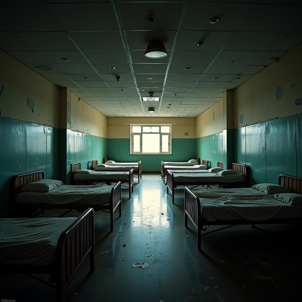 An empty ward inside Ogdensburg Mental Hospital.