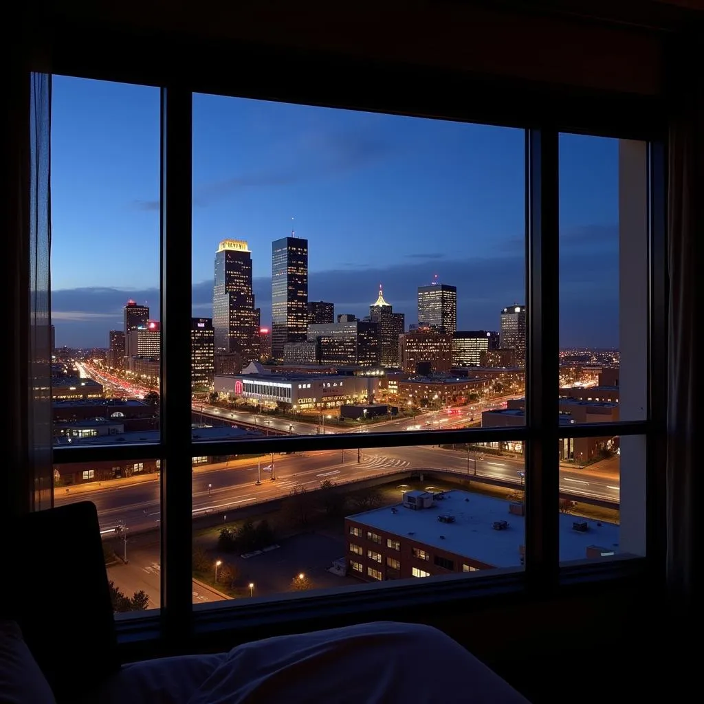 Oklahoma City Skyline View from Hotel Room