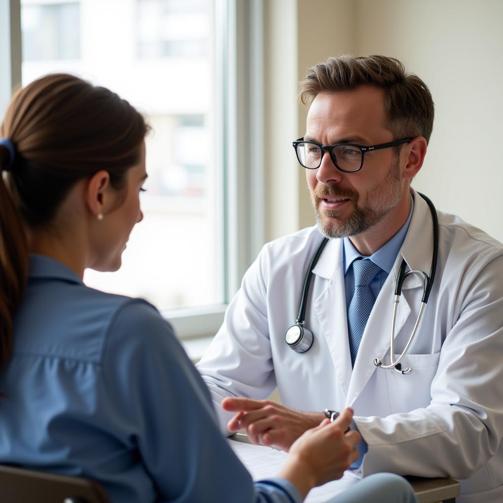 Oncologist discussing treatment plan with a patient