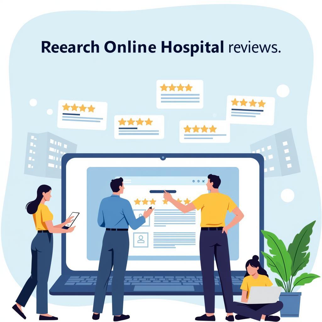 Patients Reading Online Hospital Reviews on a Laptop