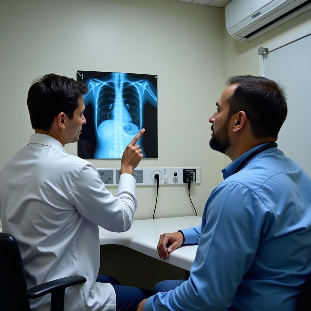 Orthopedic Surgeon discussing X-rays with patient