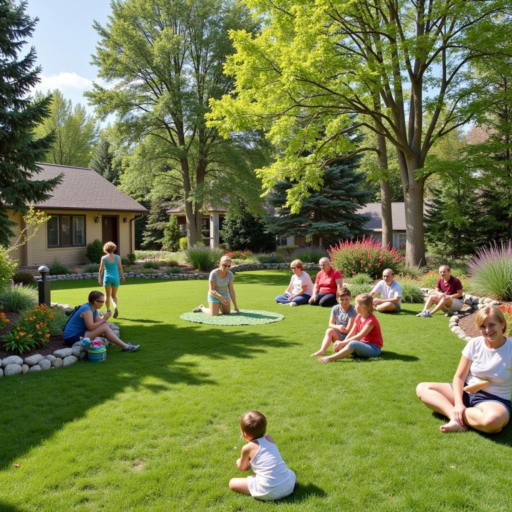 Serene outdoor garden for patient rehabilitation