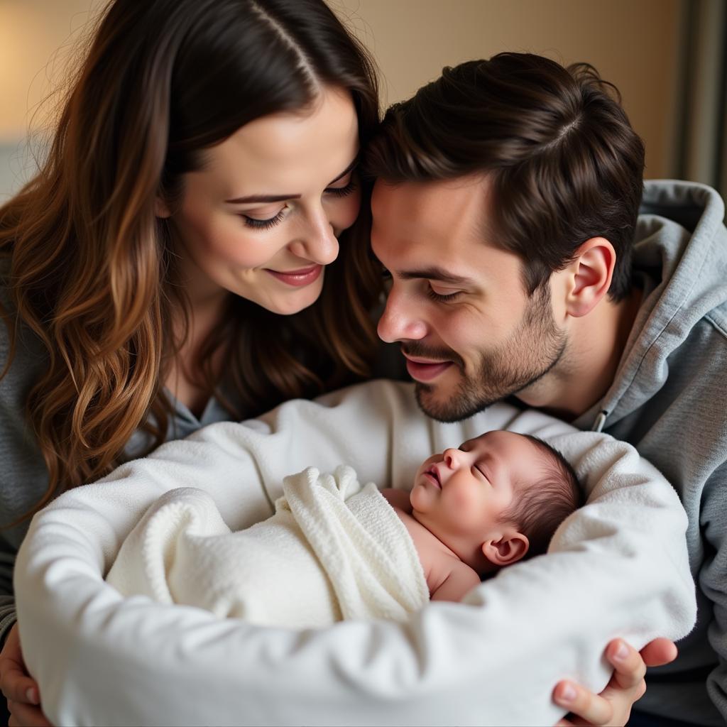 Parents with Newborn in Hospital Bassinet