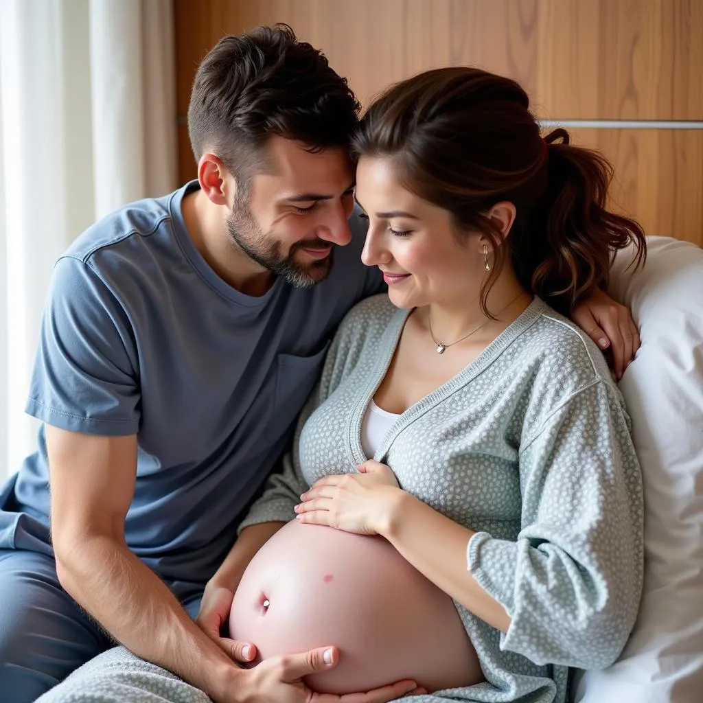 Partner offering support during labor