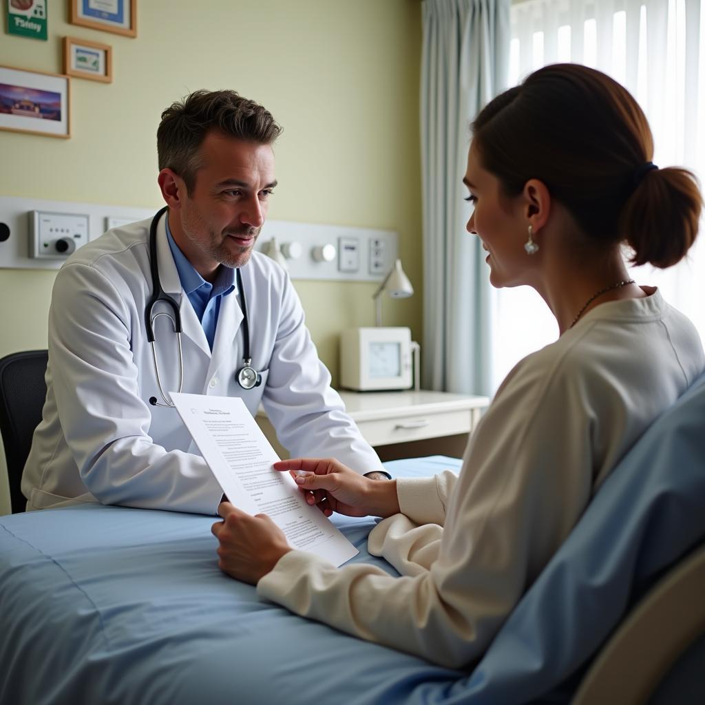 Doctor explaining discharge plan to patient