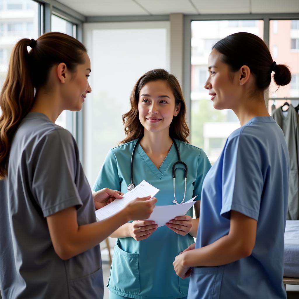 Patient and Nurse Discussing Clothing Options