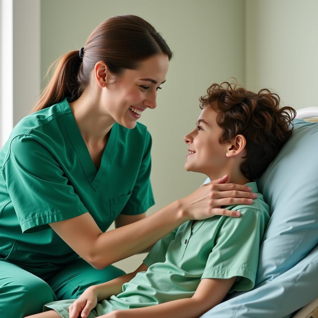 Patient and Nurse in Green Scrubs