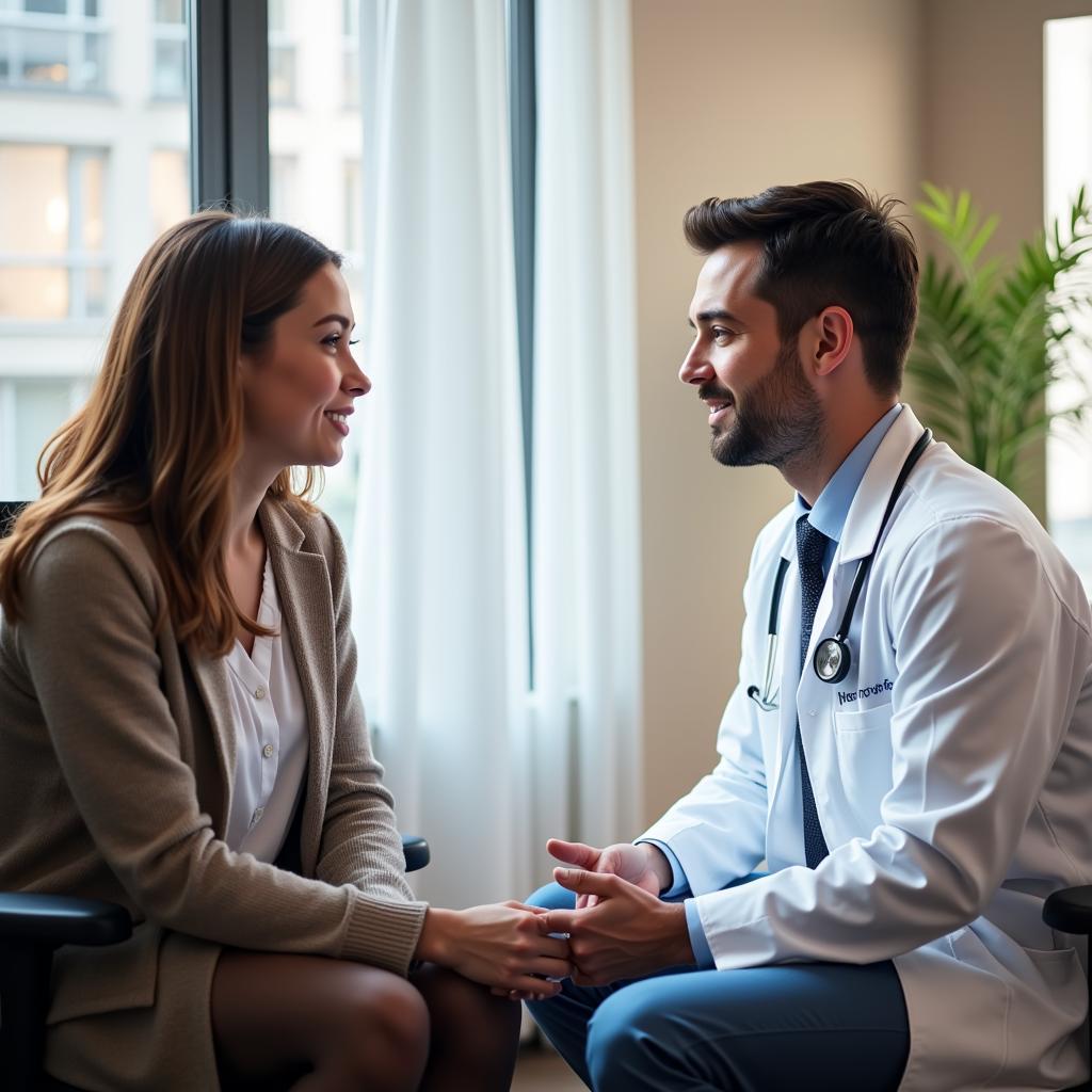 A patient consulting with a urologist