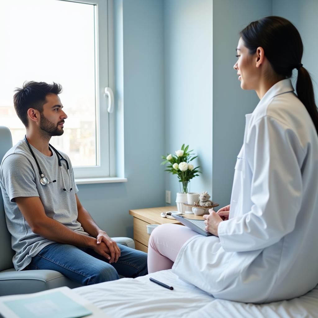 Patient Consulting with a Doctor in a Hospital Room