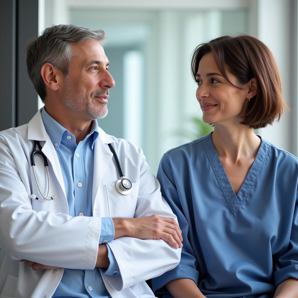 Patient and doctor in consultation at Joseph N France General Hospital