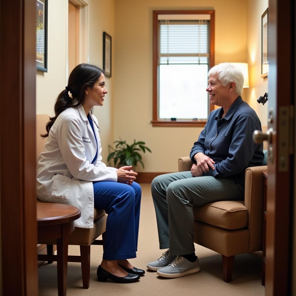 Doctor consulting with a patient at Sheltering Arms