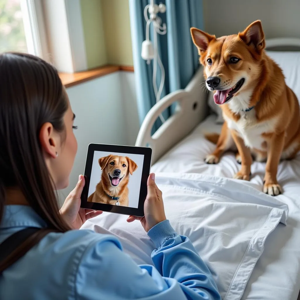 Patient on Video Call with Dog