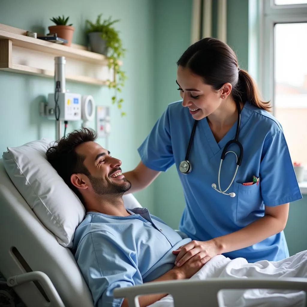 Compassionate Healthcare Professional Assisting a Patient at Davis Hospital