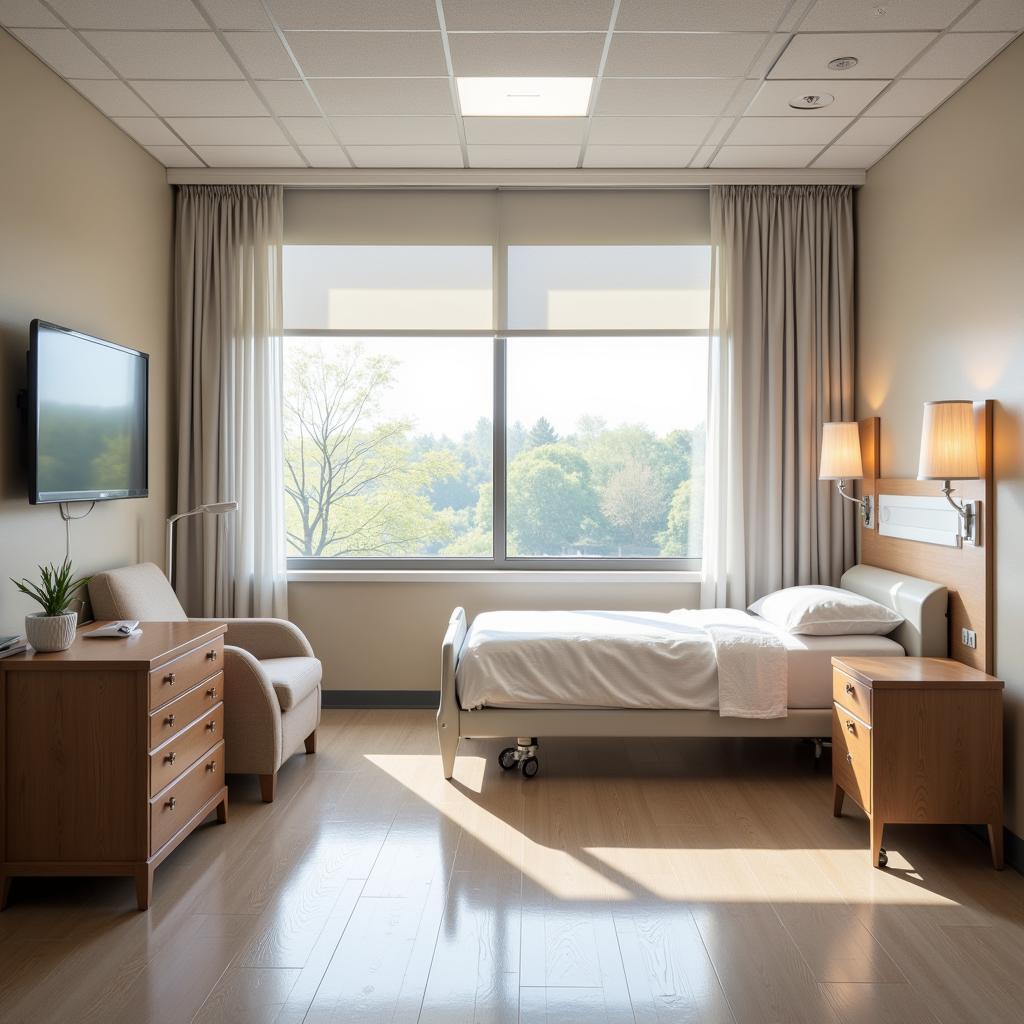 Bright and welcoming patient room at the hospital