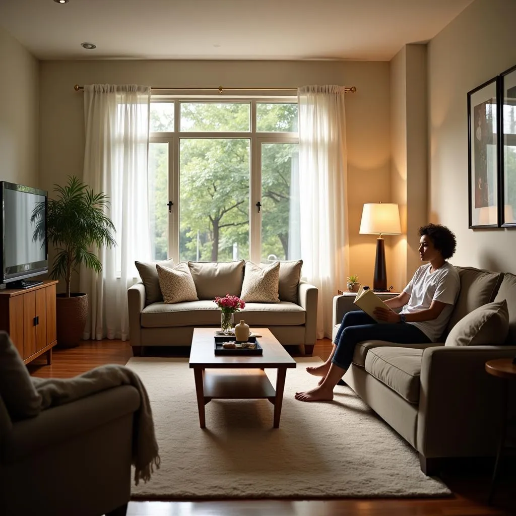 Patient Relaxing in Hospital Rental Living Room