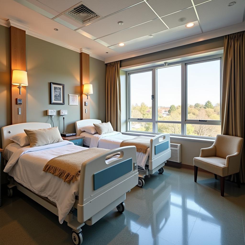 Bright and modern patient room with advanced medical equipment and comfortable amenities