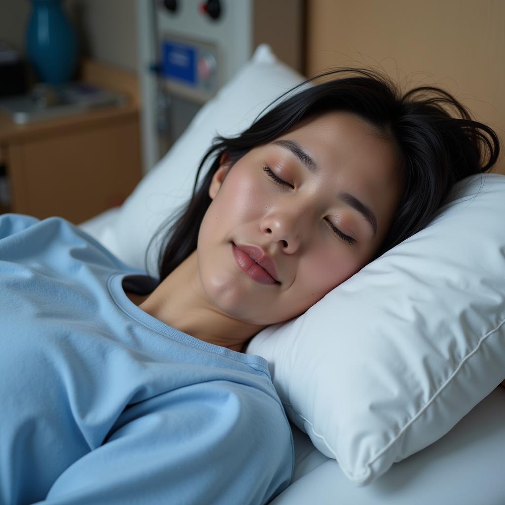 Patient Sleeping Comfortably on Hospital Bed Pillow