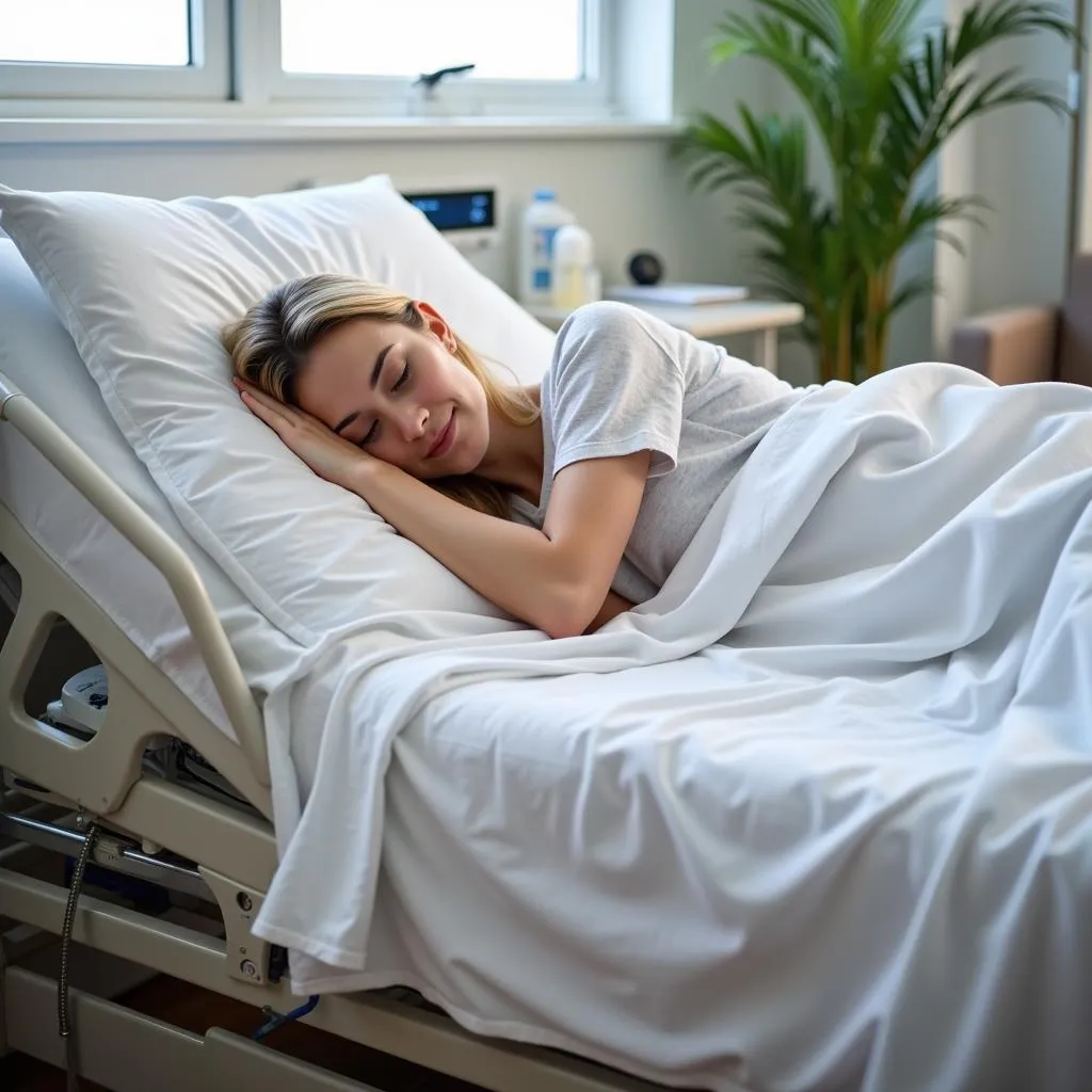 Patient Sleeping Soundly on a Hospital Bed with a Mattress Topper