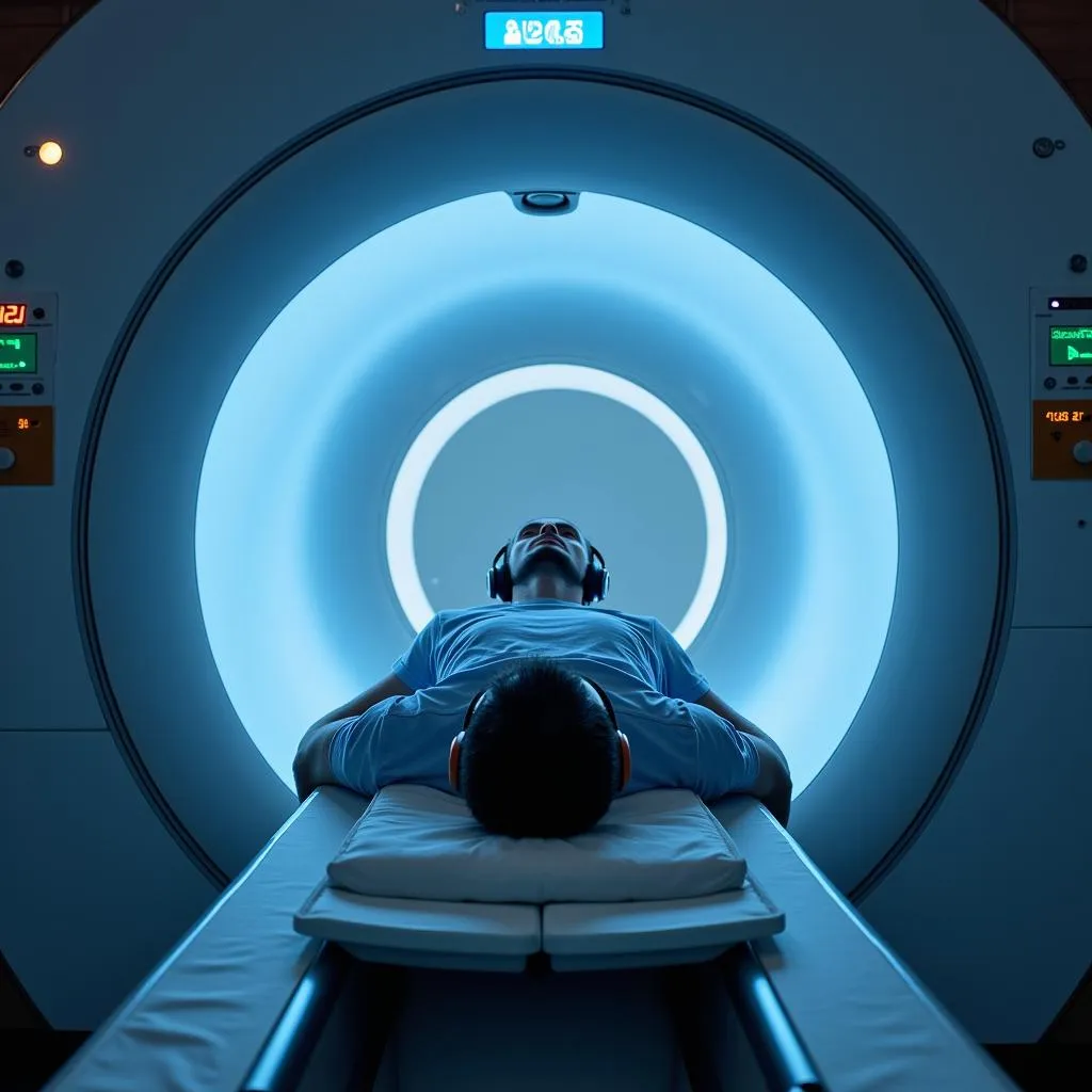 Patient undergoing a brain MRI scan