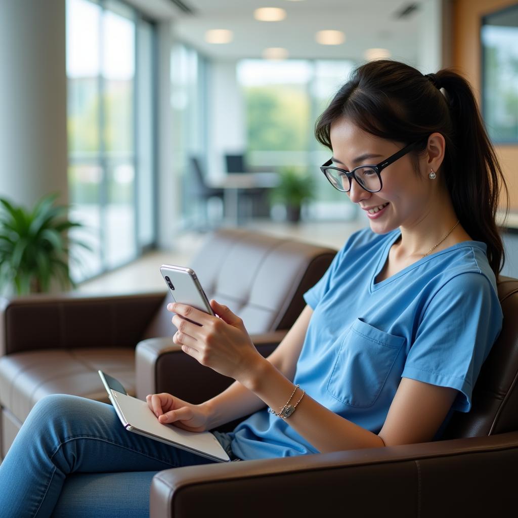 Patient Using Hospital Dynamaps on Phone