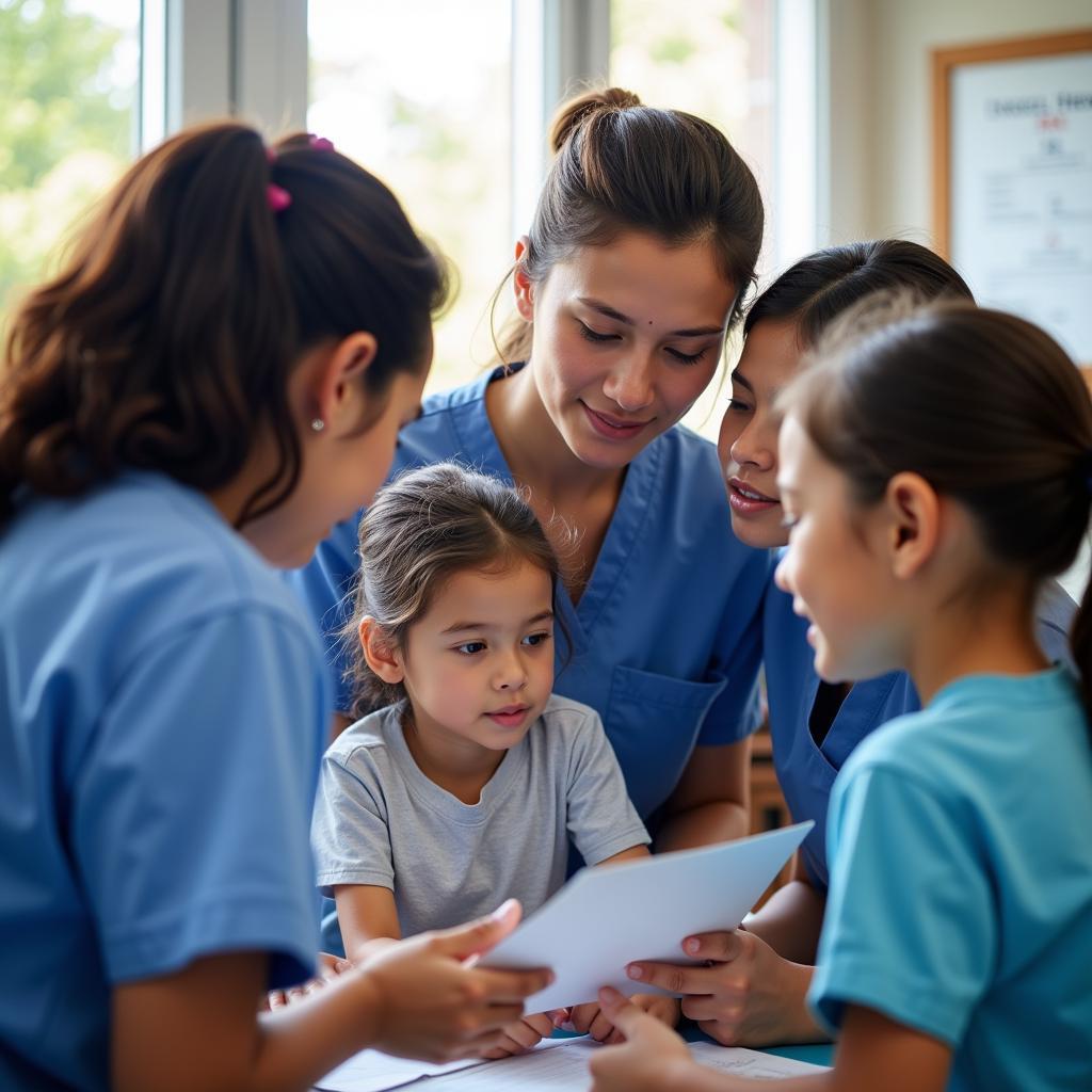 Pediatric Residents Collaborating on Patient Care