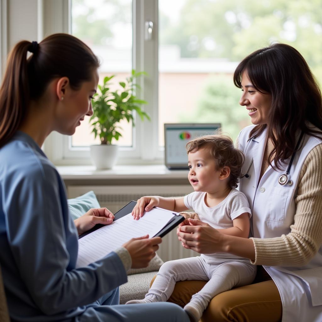 Pediatrician in Consultation with Parents and Child