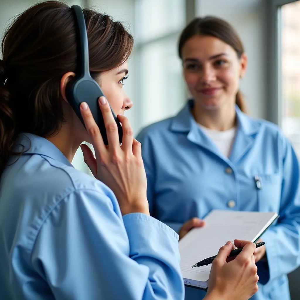 Person on the Phone with Hospital Staff