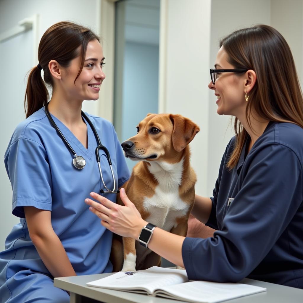 Pet Owner and Veterinarian Consultation