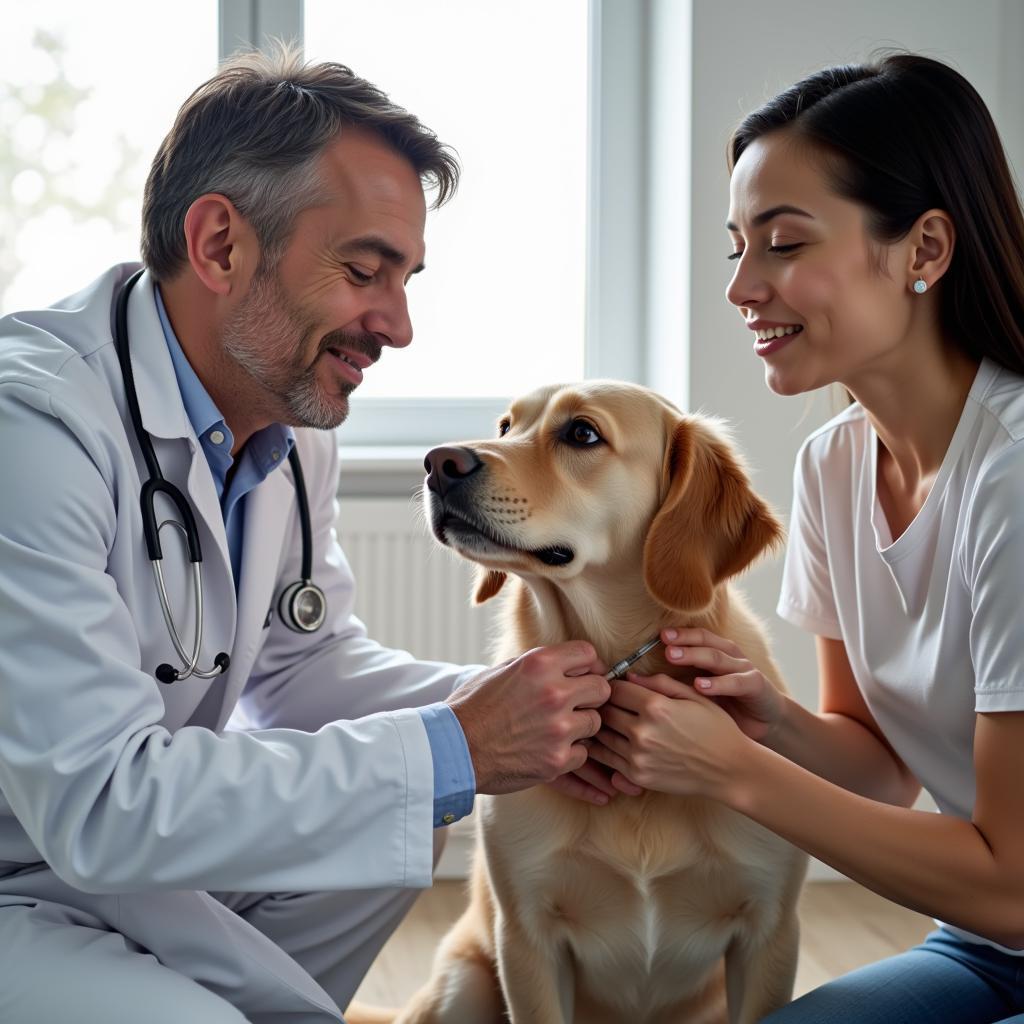 Pet Owner and Veterinarian Discussing Vaccination Plan