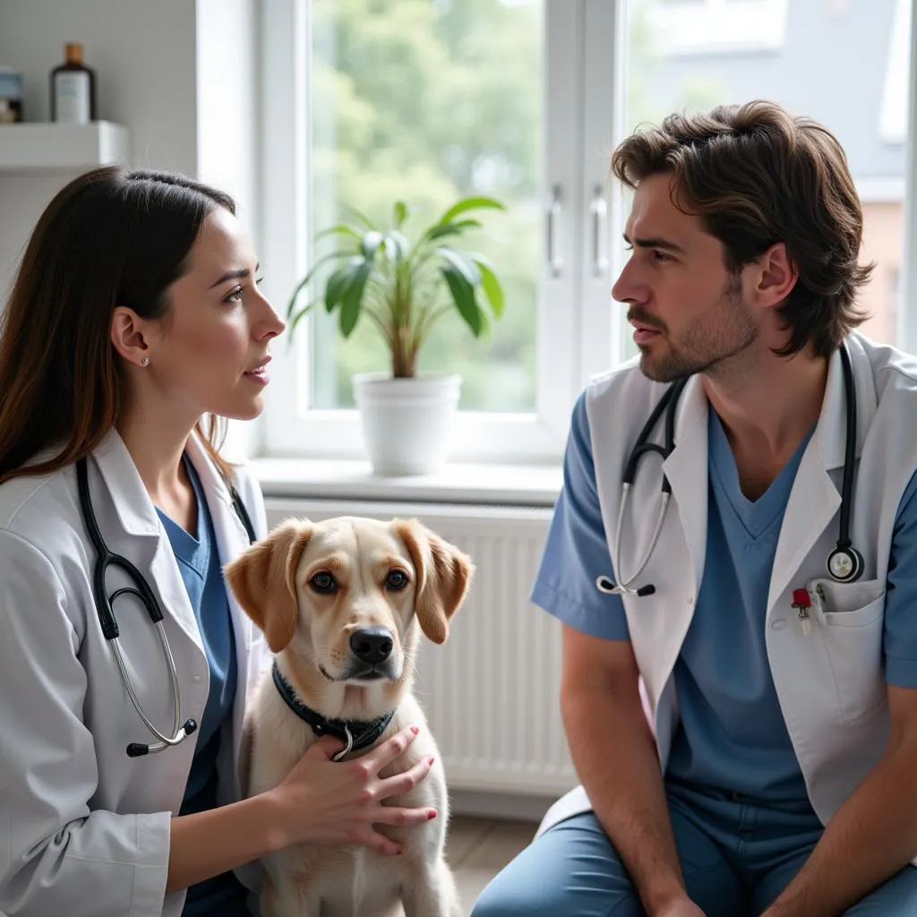 Pet Owner Discussing Care with Veterinarian