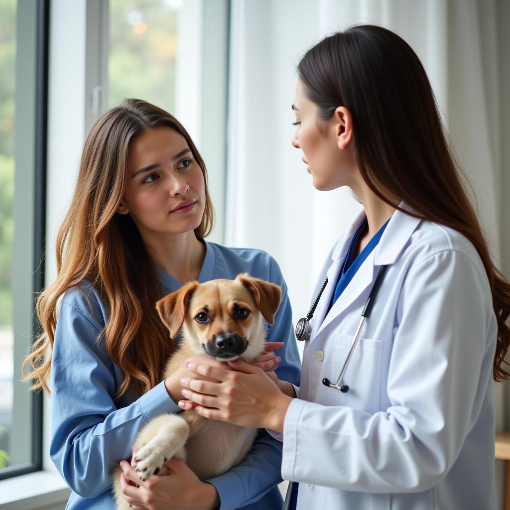 Pet Owner Discussing Treatment Options with a Veterinarian