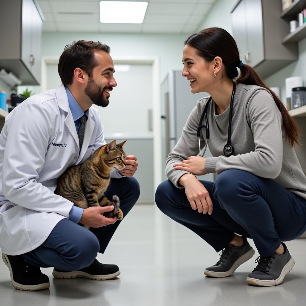 Pet owner and veterinarian consultation in Cleveland East