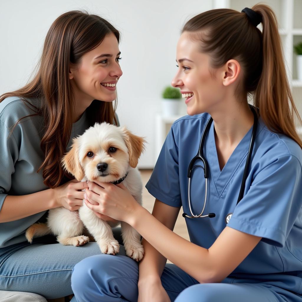 Pet owner talking to a veterinarian in Stafford, VA