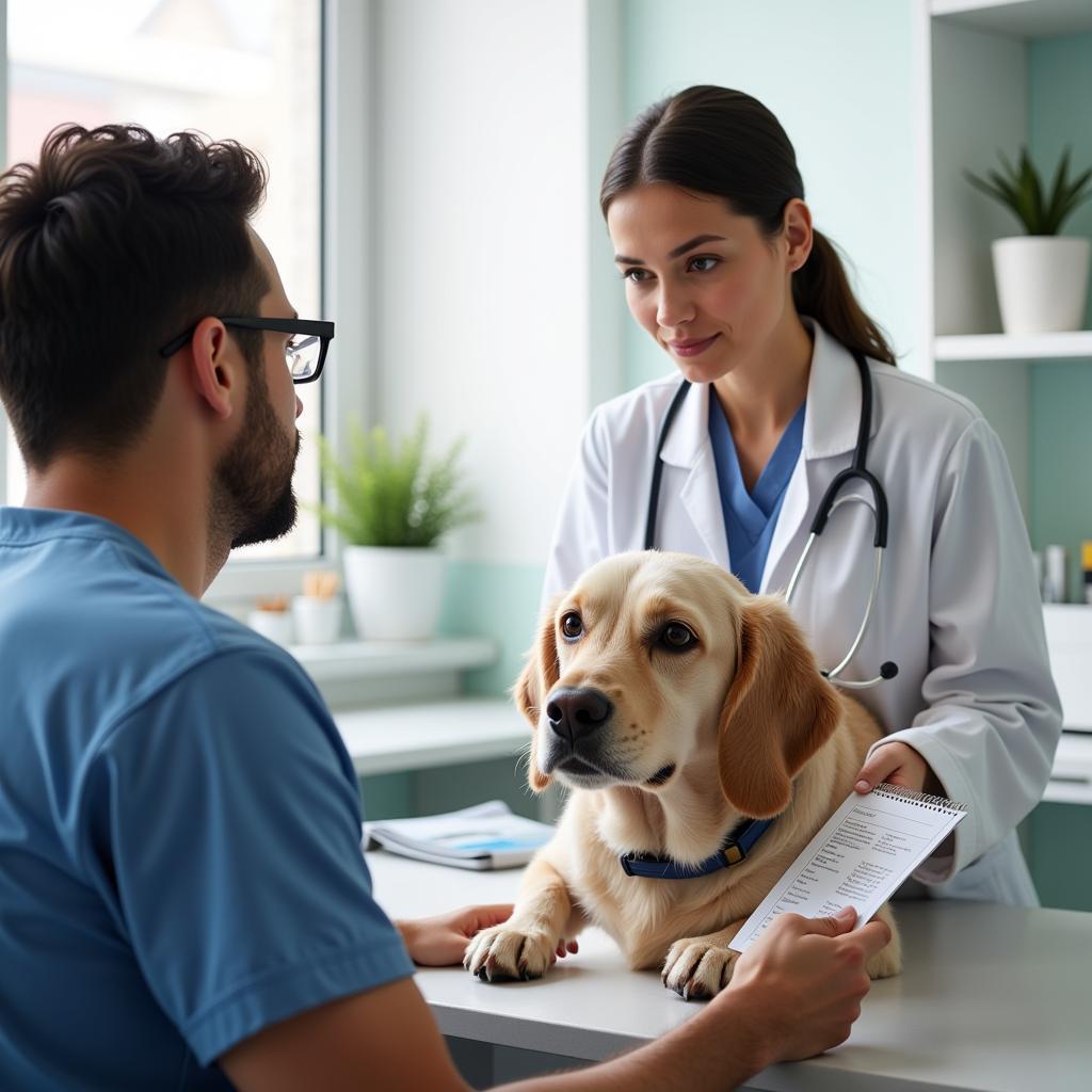 Pet Owner Consulting with Veterinarian