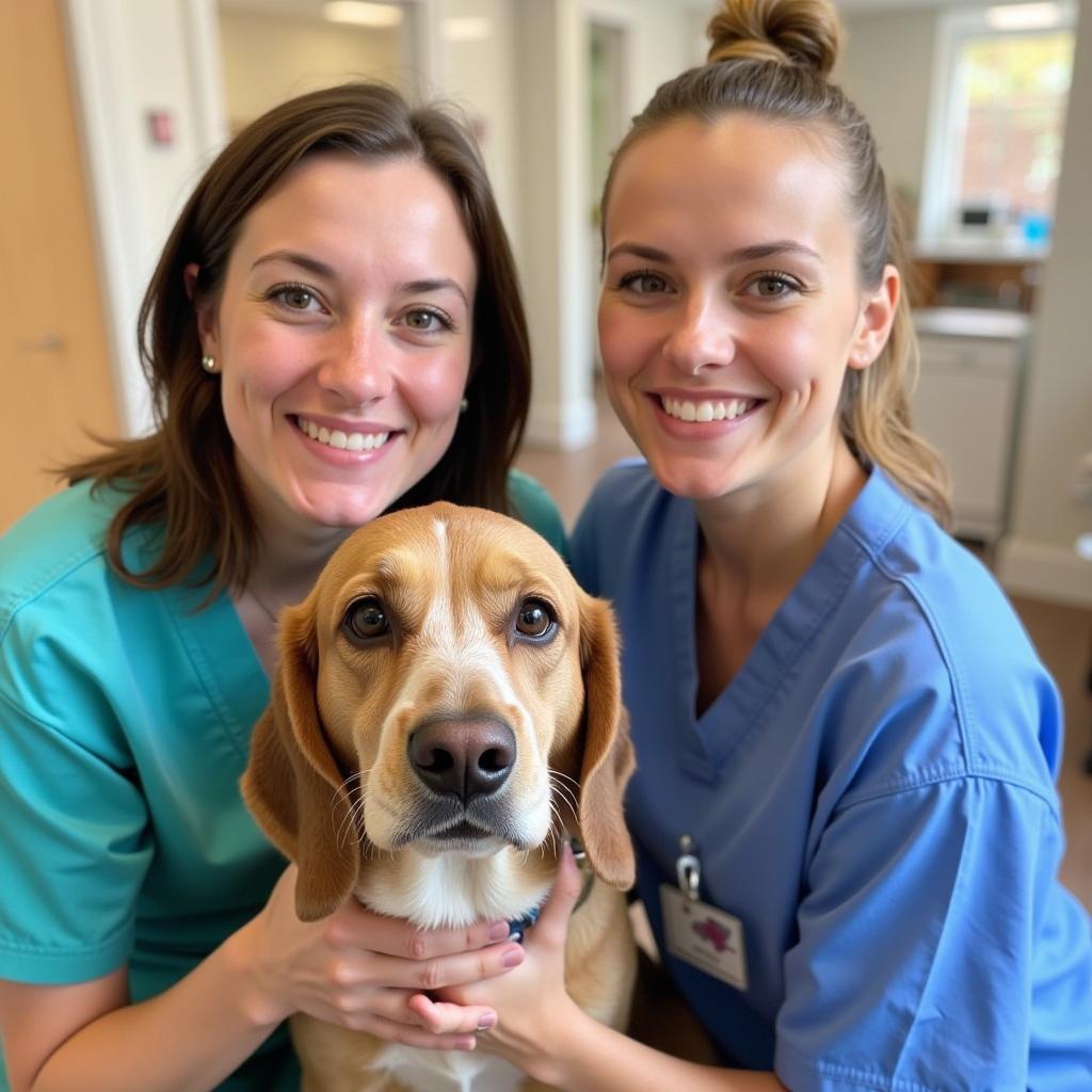 Pet Owners with Dog at Bloomfield Animal Hospital