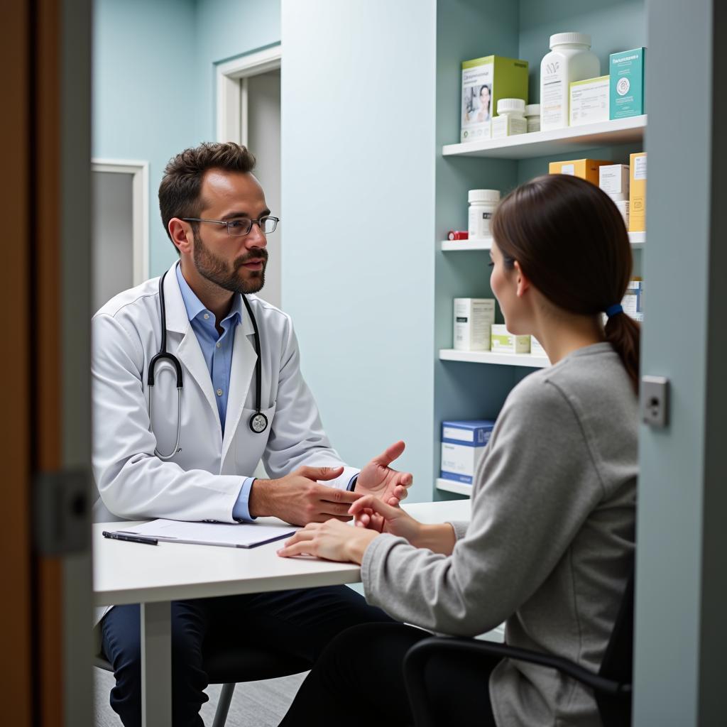 Pharmacist consulting with a patient at North West Private Hospital