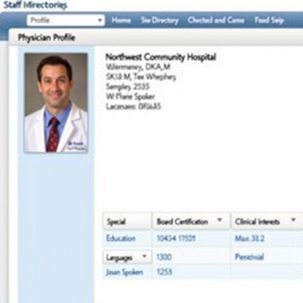 Physician profile on Northwest Community Hospital website