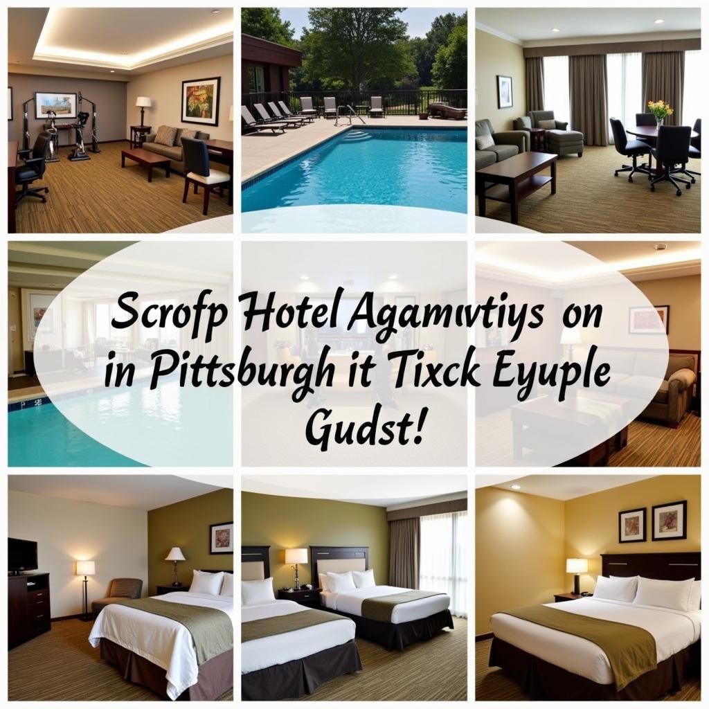 Various amenities offered by hotels in Pittsburgh, such as fitness centers, swimming pools, and dining options.