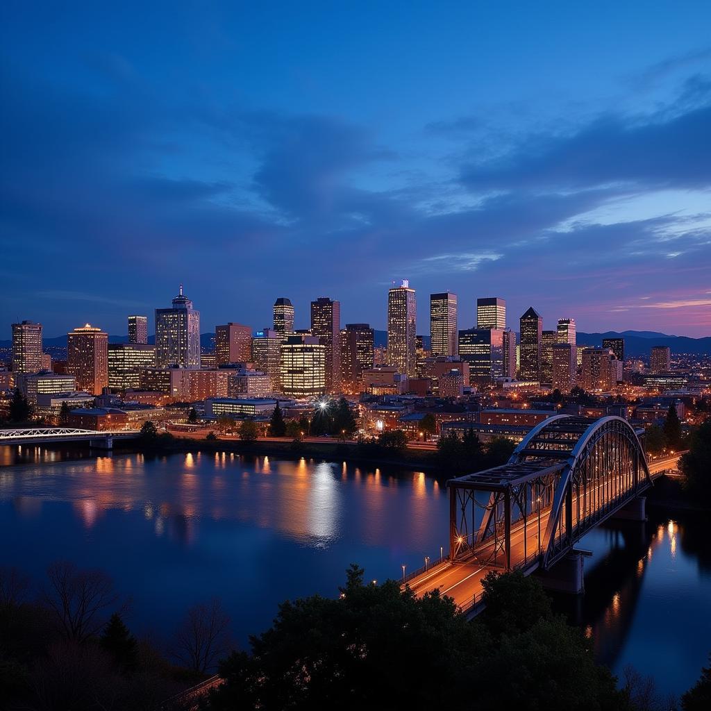 Vibrant Portland Cityscape at Night