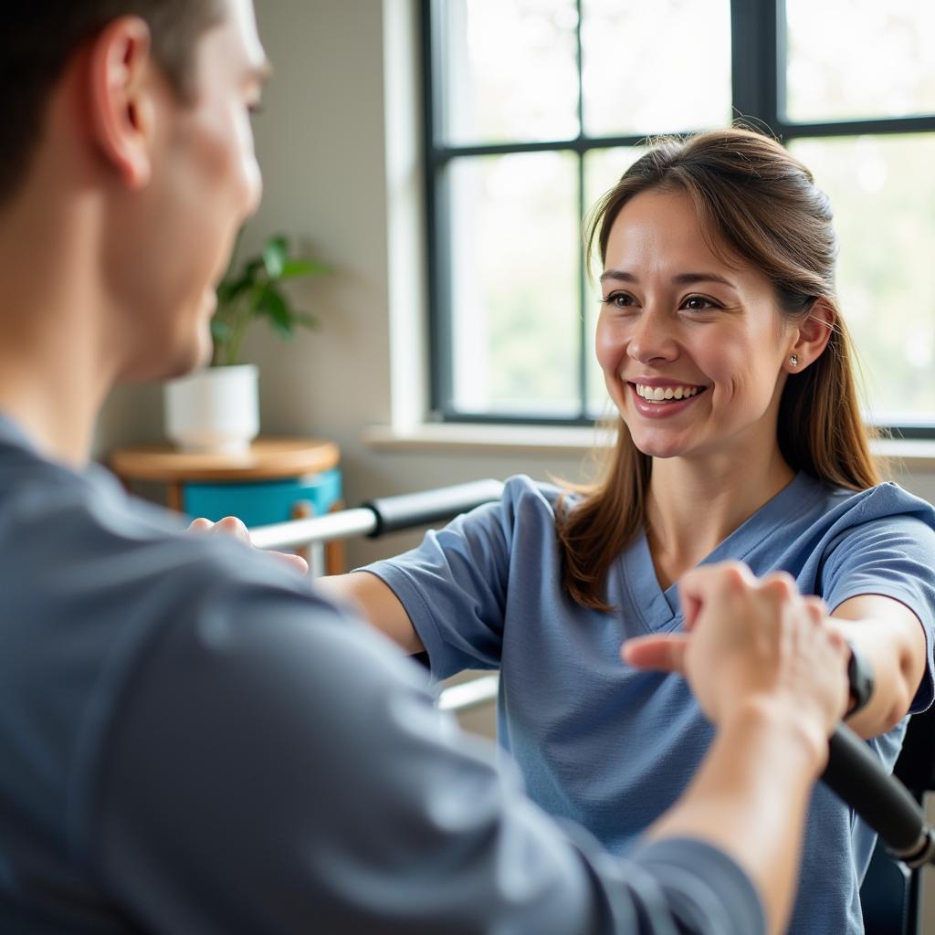 Patient engaging in post-transplant rehabilitation exercises