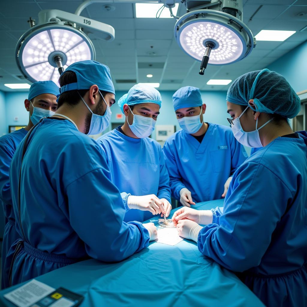 Presbyterian Hospital operating room with medical professionals.