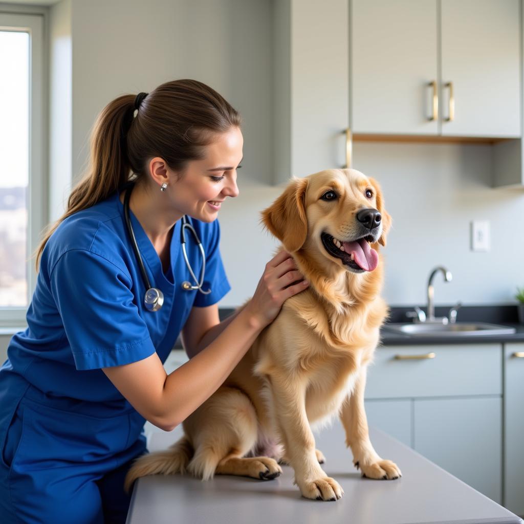 Dog Receiving an Exam at Prineville Animal Hospital