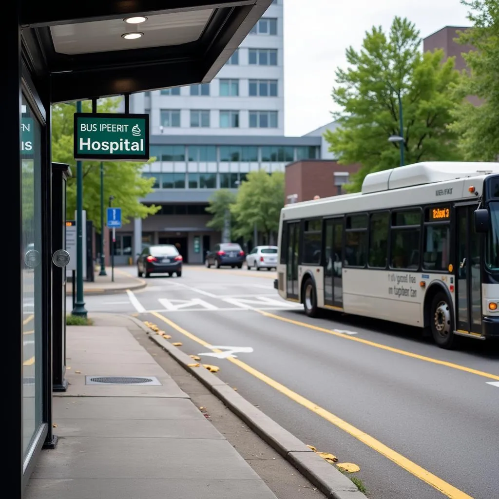 Bus Stop with St. Joseph's Hospital in Background