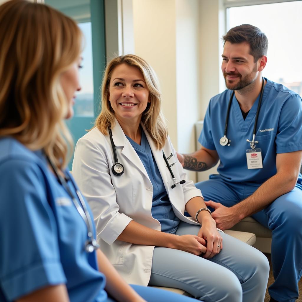 Mental health professionals engaging with a patient in a Pueblo, CO, state hospital