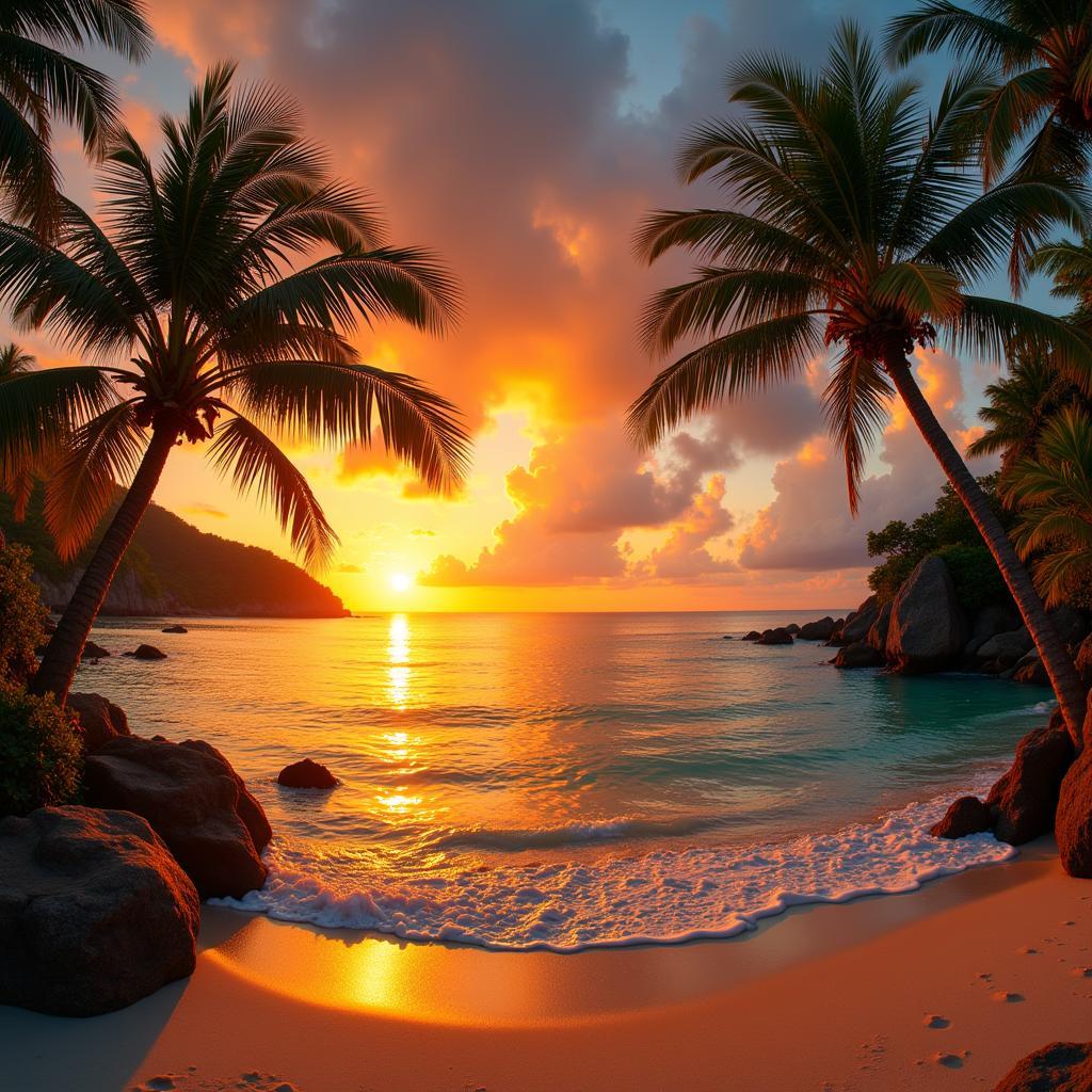 Stunning Sunset over a Puerto Rican Beach