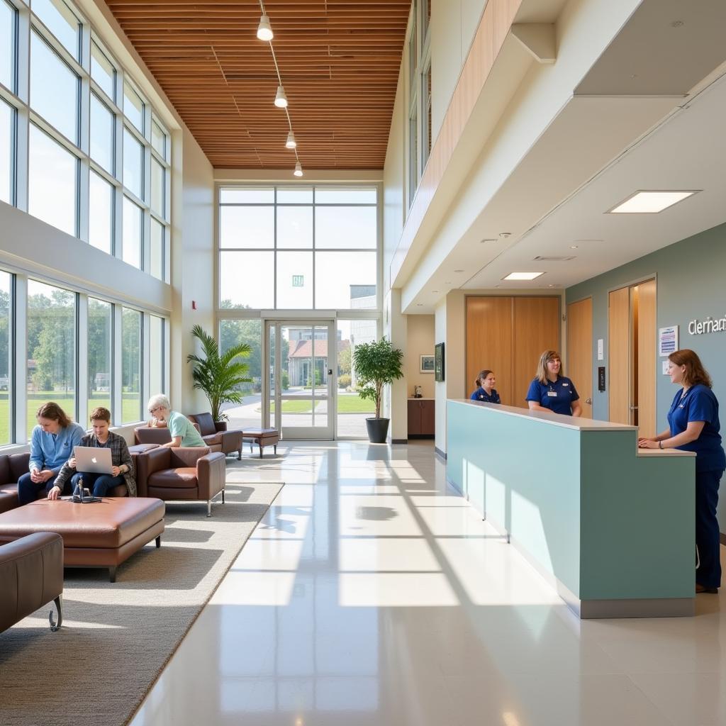 Welcoming hospital reception area