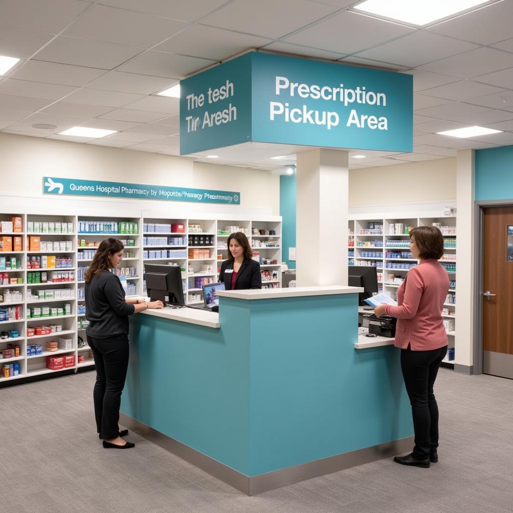 Designated area for prescription pickup at the pharmacy